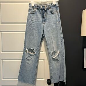 Zara wide leg high rise ankle length jeans